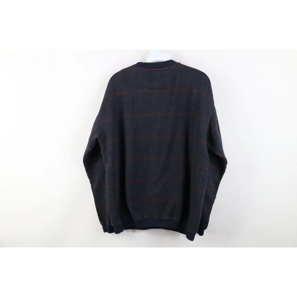 Vintage 90s Streetwear Mens Large Faded Layered Houndstooth Plaid Sweatshirt - Picture 8 of 10